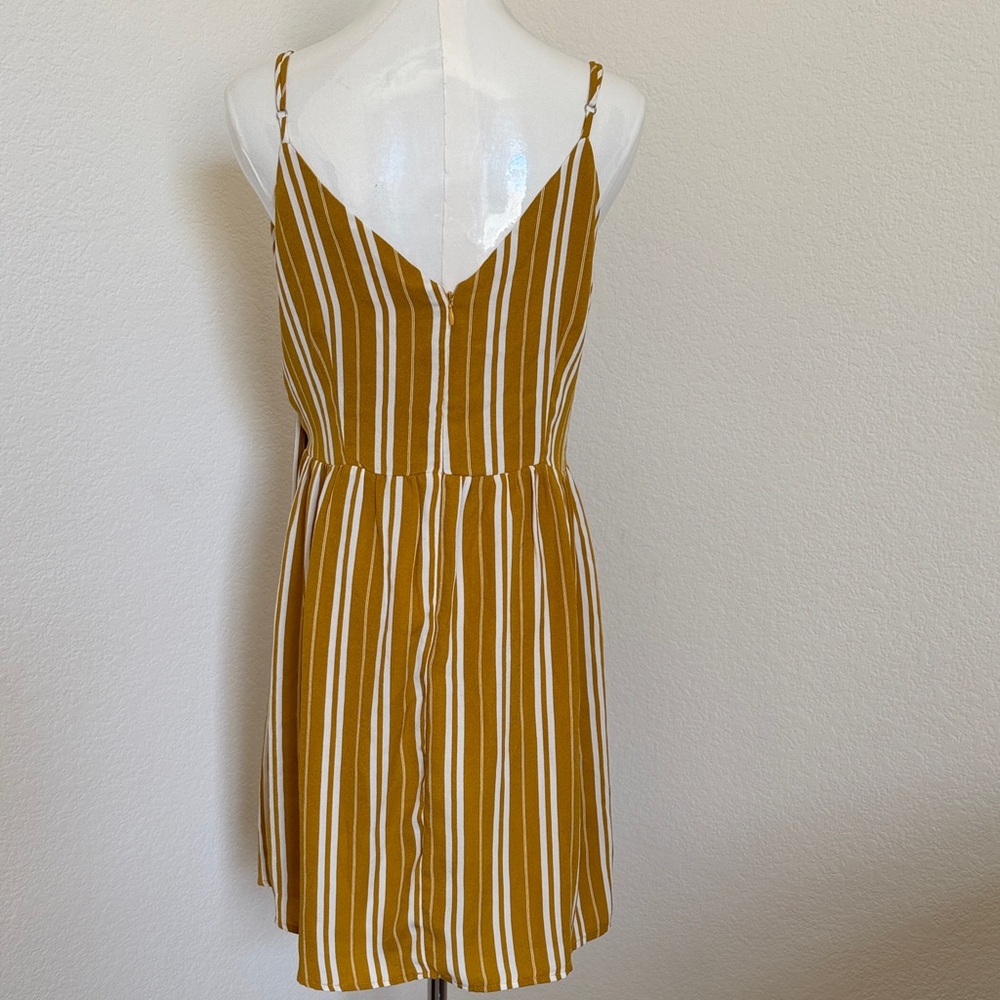Every Striped Mustard Yellow mock Wrap Dress Size L - Picture 3 of 11